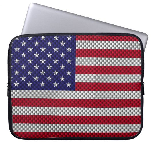 US-Flagge für Dekoration im Kohlenstofffaserstil Laptopschutzhülle (Vorderseite)