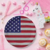 US-Flagge für Dekoration im Kohlenstofffaserstil Pappteller (Party)