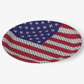 US-Flagge für Dekoration im Kohlenstofffaserstil Pappteller (Schrägansicht)