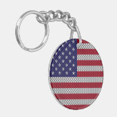 US-Flagge für Dekoration im Kohlenstofffaserstil Schlüsselanhänger (Vorderseite links)