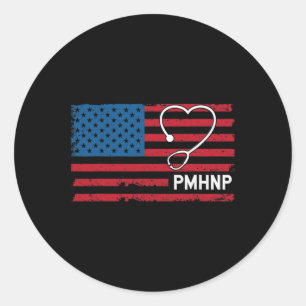 US-Flagge für Psychische Krankenpfleger Runder Aufkleber