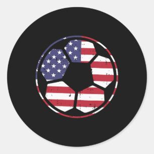Us Flagge Fußball Ll Vintage Fußll 4. Juli Patri Runder Aufkleber