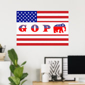 US-Flagge - G O P - Elefant Poster (Heimbüro)