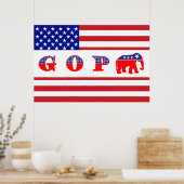 US-Flagge - G O P - Elefant Poster (Küche)