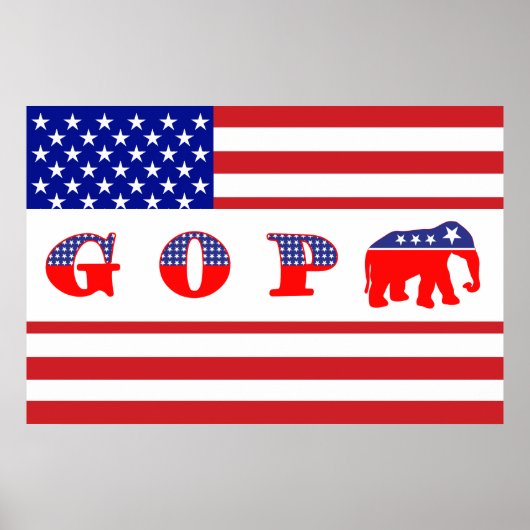 US-Flagge - G O P - Elefant Poster (Vorne)