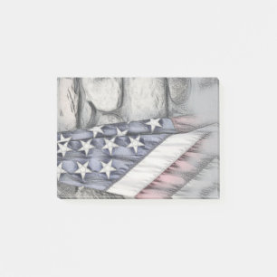 US-Flagge gegen die Steinmauer Post-it Klebezettel