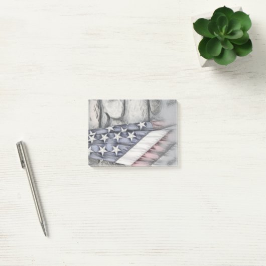 US-Flagge gegen die Steinmauer Post-it Klebezettel (Büro)