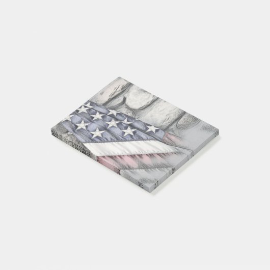 US-Flagge gegen die Steinmauer Post-it Klebezettel (angewinkelt)