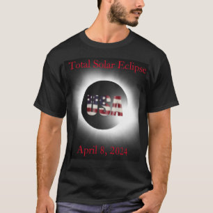US-Flagge: Gesamte Sonnenfinsternis 8. April 2024 T-Shirt