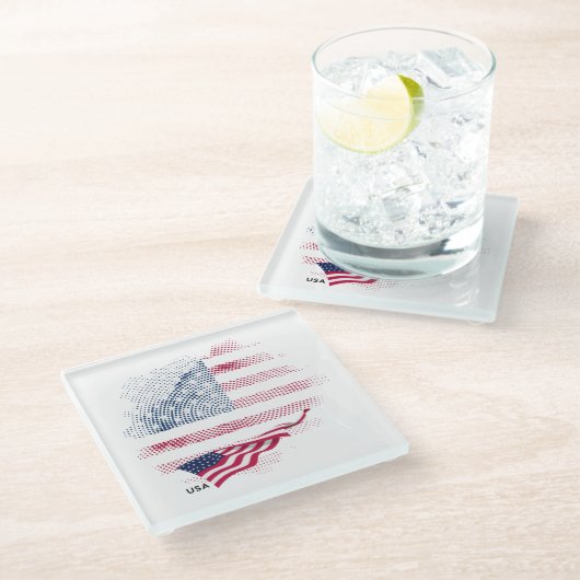 US-Flagge Glasuntersetzer (Schrägansicht)