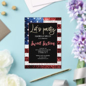 US-Flagge Glitzern Sweet 16 Birthday Lasse Party Acryleinladungen (In Situ (Hochzeit))