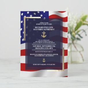 US-Flagge/Gold-Anker-Party für das militärische Ru Einladung