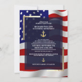 US-Flagge/Gold-Anker-Party für das militärische Ru Einladung (Vorderseite)