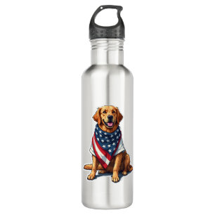 US-Flagge Golden Retriever gravierter Hunde-Liebha Edelstahlflasche