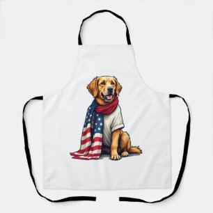 US-Flagge Golden Retriever Gravierter Hunde Liebha Schürze
