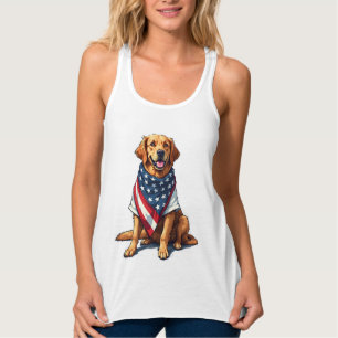 US-Flagge Golden Retriever Gravierter Hunde Liebha Tank Top