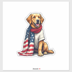 US-Flagge Golden Retriever Gravierter Hundeliebhab Aufkleber