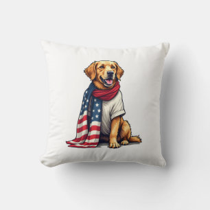 US-Flagge Golden Retriever gravierter Hundeliebhab Kissen