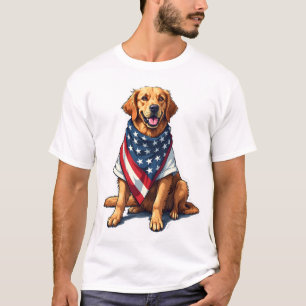 US-Flagge Golden Retriever Gravierter Hundeliebhab T-Shirt