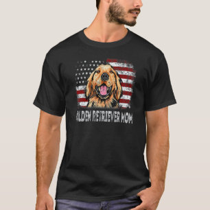 US-Flagge Golden Retriever Mama Retro Patriotisch T-Shirt