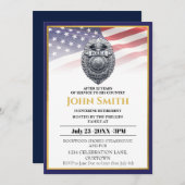 US-Flagge/Goldenes Party für das Ruhestand von Pol Einladung (Vorne/Hinten)