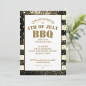 US-Flagge Goldmedaille Glitzern 4. Juli GRILLEN Pa Einladung (Stehend Vorderseite)