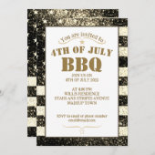 US-Flagge Goldmedaille Glitzern 4. Juli GRILLEN Pa Einladung (Vorne/Hinten)