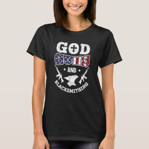 US-Flagge Gott Gewehre und Schmiedekunst Anvil Ame T-Shirt