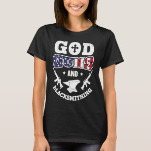 US-Flagge Gott Waffen und Schmieden Amboss Amerika T-Shirt