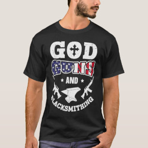 US-Flagge Gott Waffen und Schmieden Amboss Amerika T-Shirt