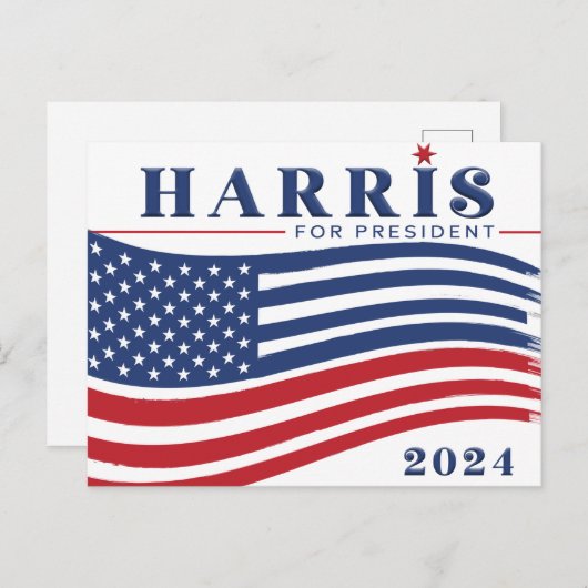 US Flagge Harris für den Präsidenten Postkarte (Vorne/Hinten)