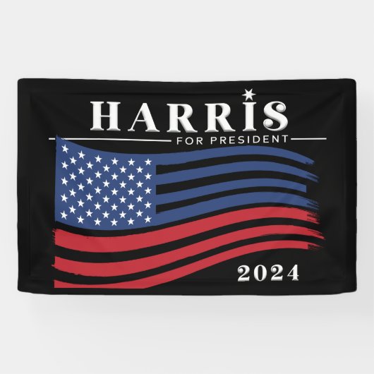 US Flagge Harris für Präsident 2024 Banner (Horizontal)