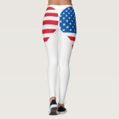 US-Flagge Herzweiße Leggings (Rückseite)