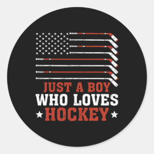 US-Flagge Hockeyliebhaber Jungen Kinder Sohn Nur E Runder Aufkleber