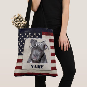US Flagge Hund Foto Vintag Pet Memorial Tasche