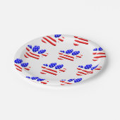 US-Flagge Hund Pfotenabdruck Muster Pappteller (Schrägansicht)