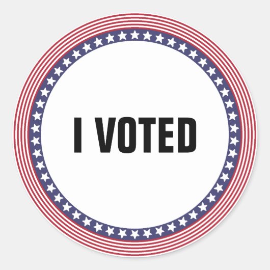 US-Flagge "I Voted" (ZOLLBARER TEXT) Runder Aufkleber (Vorderseite)