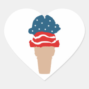 US Flagge Ice Creme Cone Herz-Aufkleber