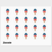 US Flagge Ice Creme Cone Runder Aufkleber (Blatt)