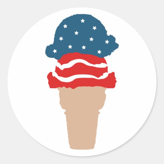US Flagge Ice Creme Cone Runder Aufkleber (Vorderseite)