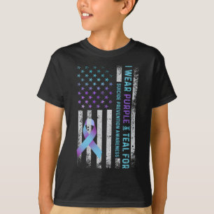 US-Flagge Ich trage Lila und Türkis Selbstmordpräv T-Shirt
