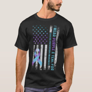 Us-Flagge Ich Trage Lila Und Türkis Selbstmordpräv T-Shirt