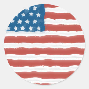 US-Flagge im Distressed-Look zum 4. Juli Runder Aufkleber