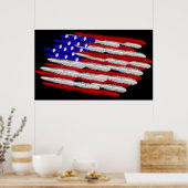 US-Flagge in Feathers Print Poster (Küche)