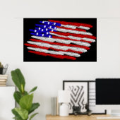 US-Flagge in Feathers Print Poster (Heimbüro)