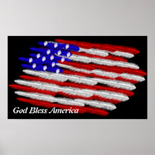 US-Flagge in Feathers Print Poster