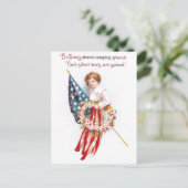 US-Flagge, Junge und Vintage Patriotik Postkarte (Stehend Vorderseite)