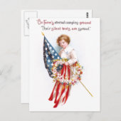 US-Flagge, Junge und Vintage Patriotik Postkarte (Vorne/Hinten)