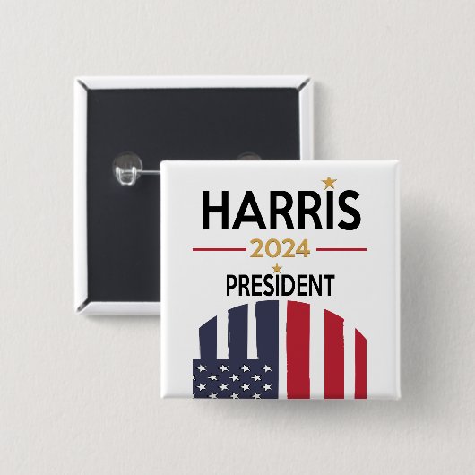 US Flagge Kamala Harris für den Präsidenten 2024 Button (Vorne & Hinten)