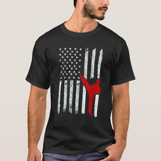 US-Flagge Karate Kämpfer T-Shirt (Vorderseite)